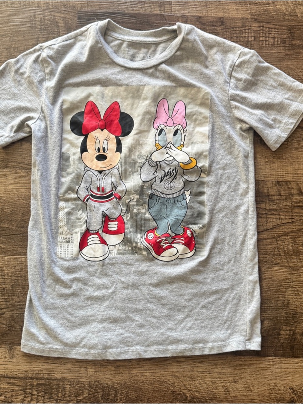 Disney Light Gray Minnie & Daisy Graphic Tee with Red and Pink Accents